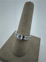 Lady's Diamond Engagement Ring 11 Diamonds 1.25 Carat T.W. 14K White Gold 3.89g